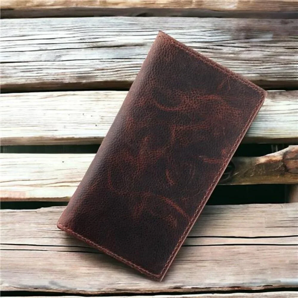 Classic Men's RFID Vintage Look Genuine Leather Long Bifold Wallet